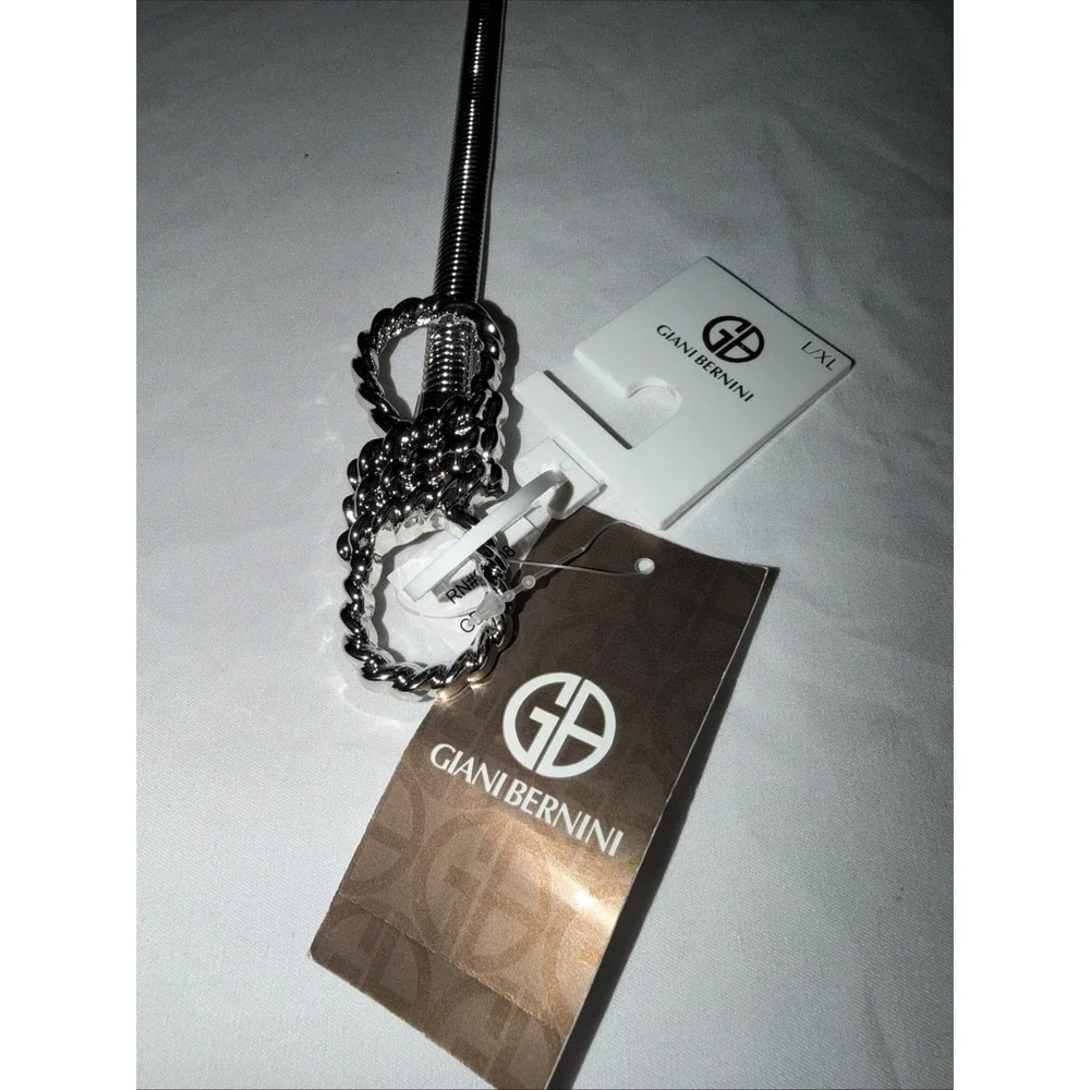 NWT GIANI BERNINI Cobra chain link women's skinny stretch belt-  L/XL-Silver ~~‎